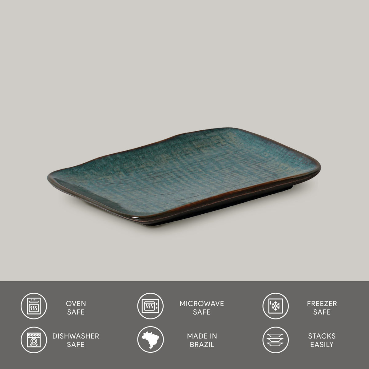 Porto Brasil OCEANO RECTANGULAR PR JUTA STONEWARE dia. 7.08x5.51"  SKU: '15064106701