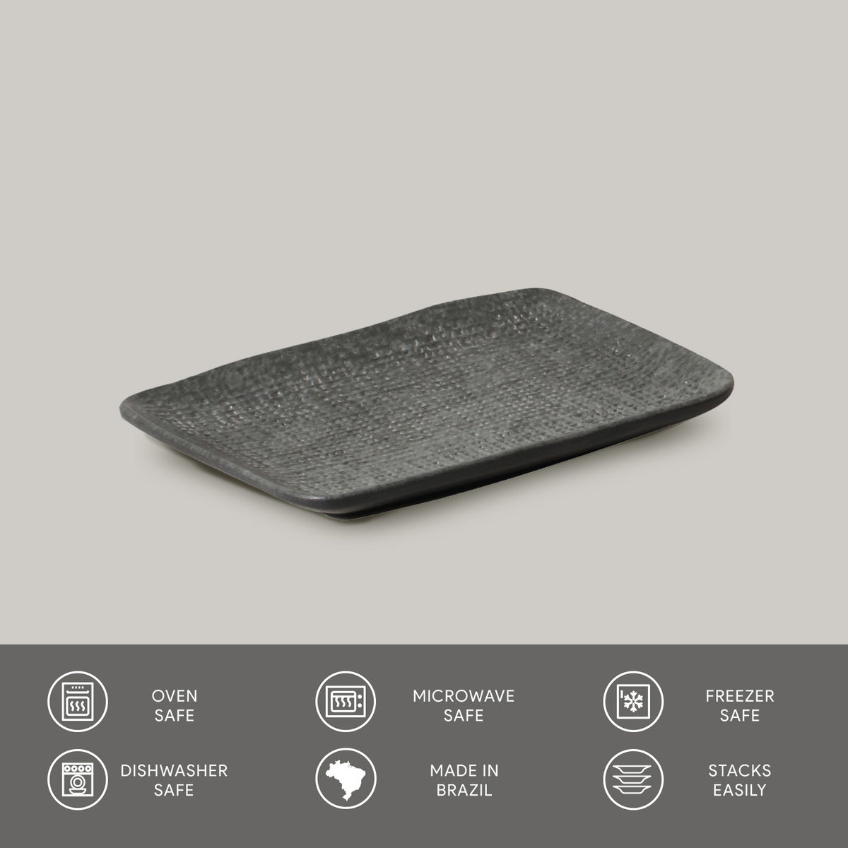 Porto Brasil CHROMIUM RECTANGULAR PR JUTA STONEWARE dia. 7.08x5.51"  SKU: '15064115901