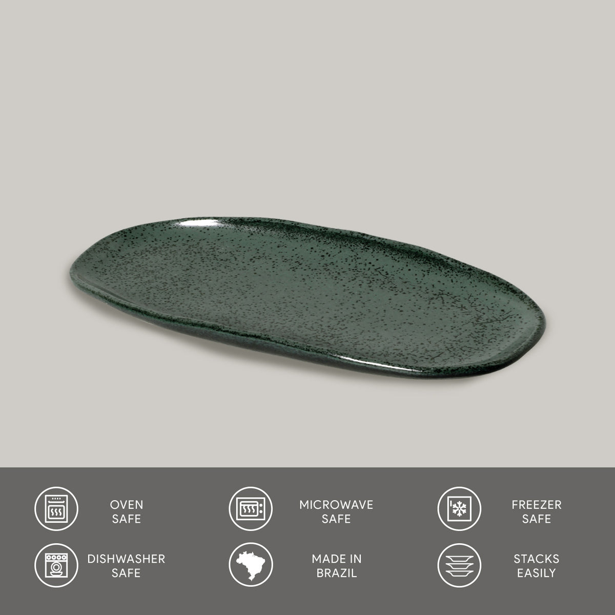 Porto Brasil GREENERY SHALLOW OVAL PR ORGANIC STONEWARE dia. 9.06x4.33"  SKU: '15114106501