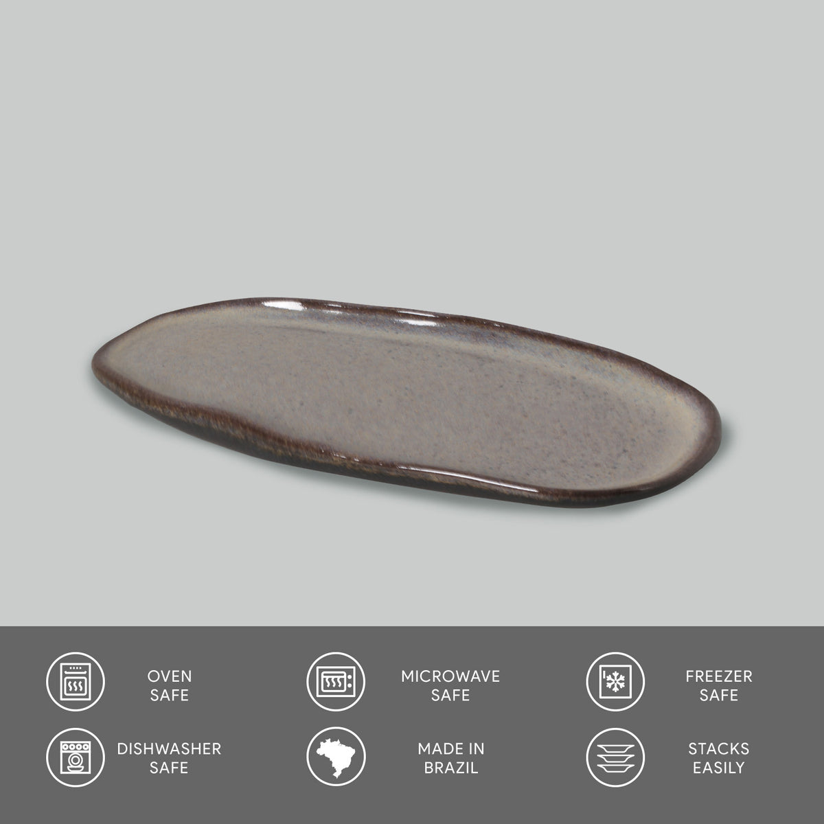 Porto Brasil TOURMALINE SHALLOW OVAL PR ORGANIC STONEWARE dia. 9.06x4.33"  SKU: '15114108901