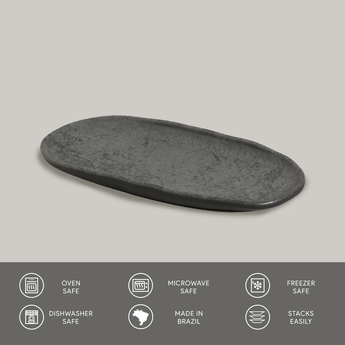 Porto Brasil CHROMIUM SHALLOW OVAL PR ORGANIC STONEWARE dia. 9.06x4.33"  SKU: '15114115901