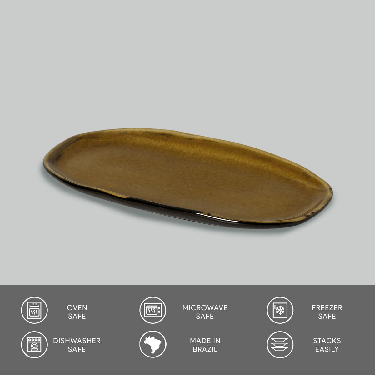 Porto Brasil AMBER SHALLOW OVAL PR ORGANIC STONEWARE dia. 9.06x4.33"  SKU: '1511477101