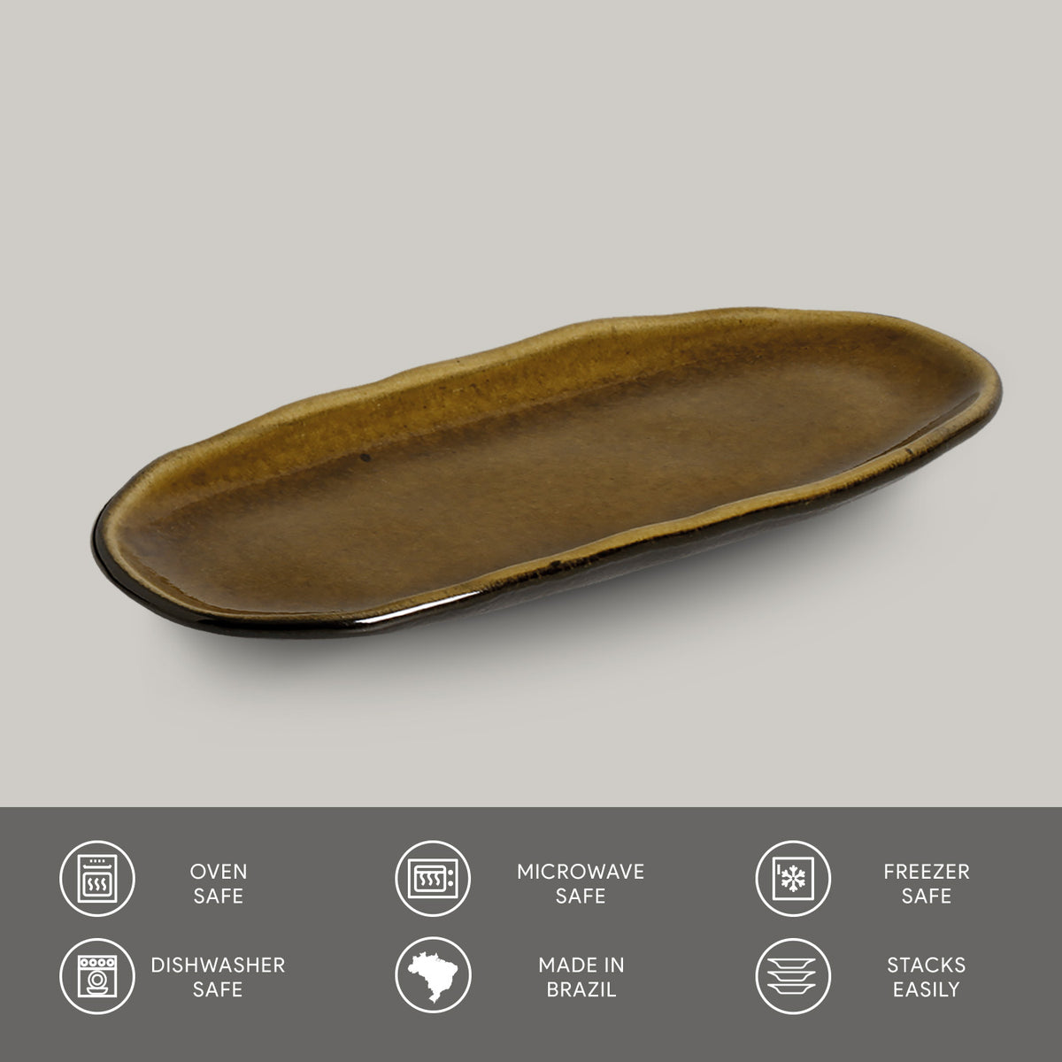 Porto Brasil AMBER SHALLOW OVAL PR ORGANIC STONEWARE dia. 6.5x3.15"  SKU: '1521477101