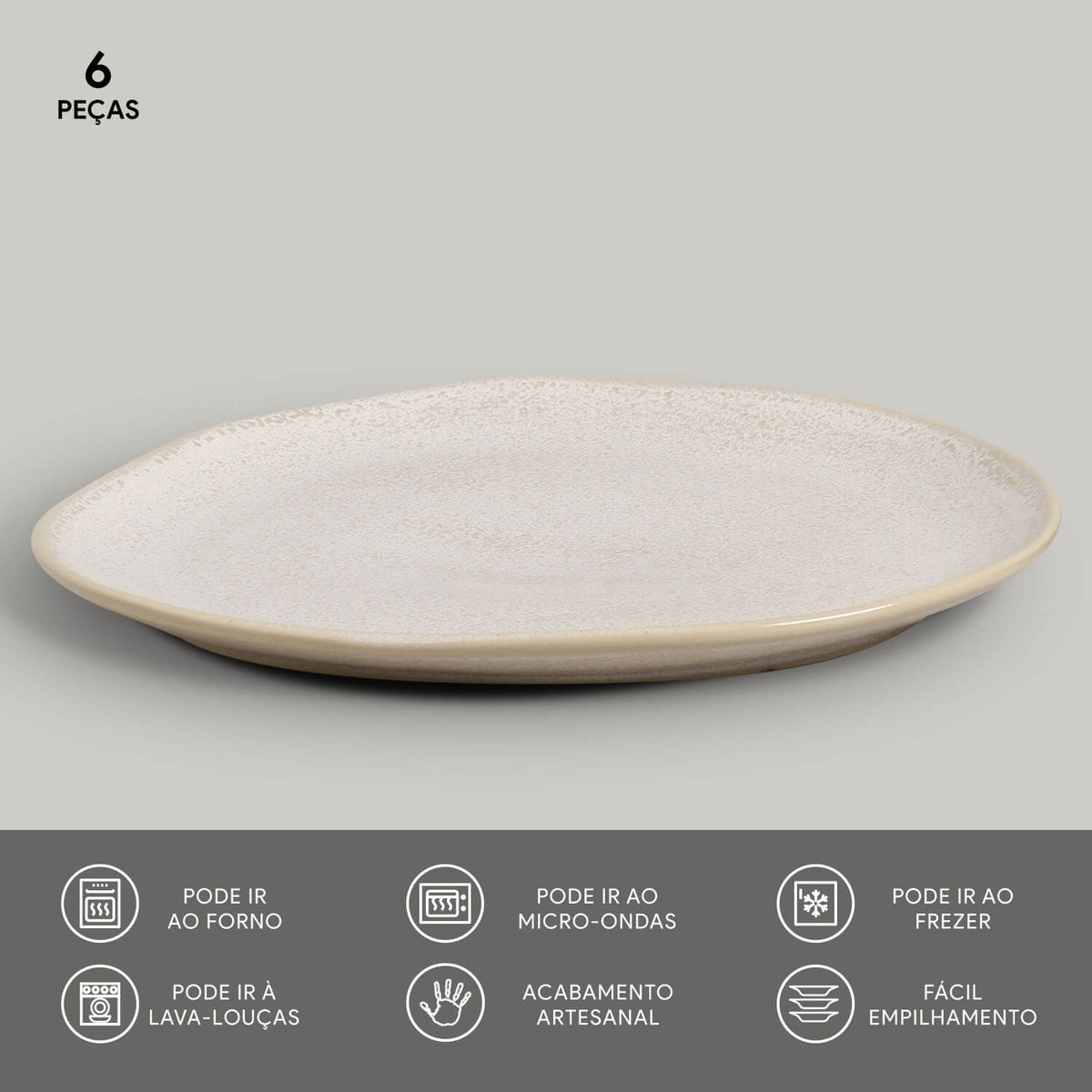 Porto Brasil LATTE OVAL DINNER PLATE ORGANIC STONEWARE dia. 12.2"  SKU: '15314108501