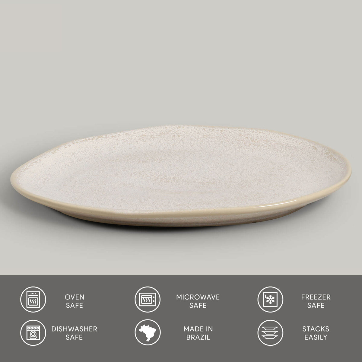 Porto Brasil LATTE OVAL DINNER PLATE ORGANIC STONEWARE dia. 12.2"  SKU: '15314108501