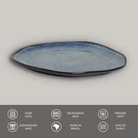 Porto Brasil DENIM OVAL DINNER PLATE ORGANIC STONEWARE dia. 12.2"  SKU: '15314113001