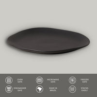 Porto Brasil MATTE BLACK OVAL DINNER PLATE ORGANIC STONEWARE dia. 12.2"  SKU: '1531473901