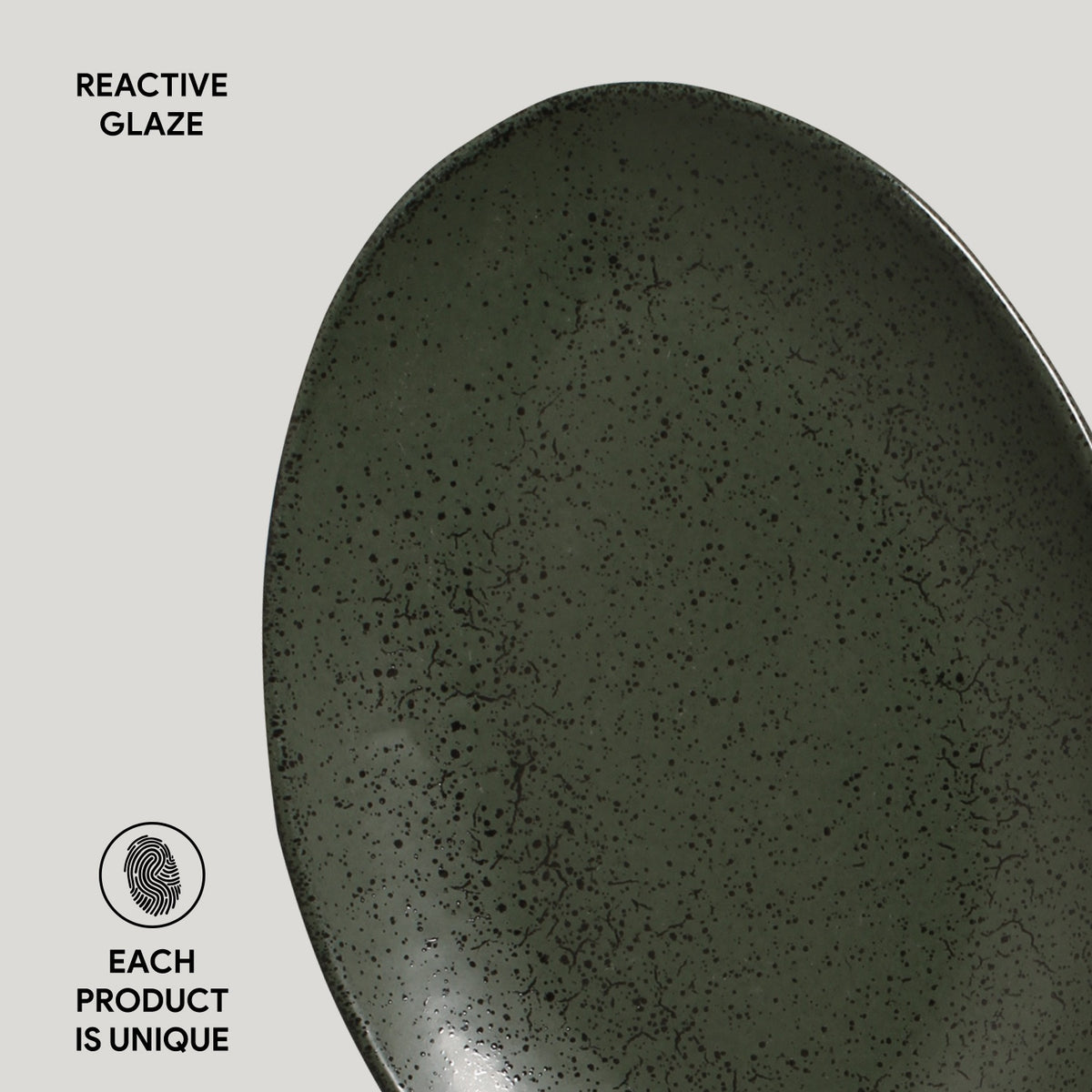 Porto Brasil GREENERY OVAL DESSERT PLATE ORGANIC STONEWARE dia. 8.86"  SKU: '15414106501