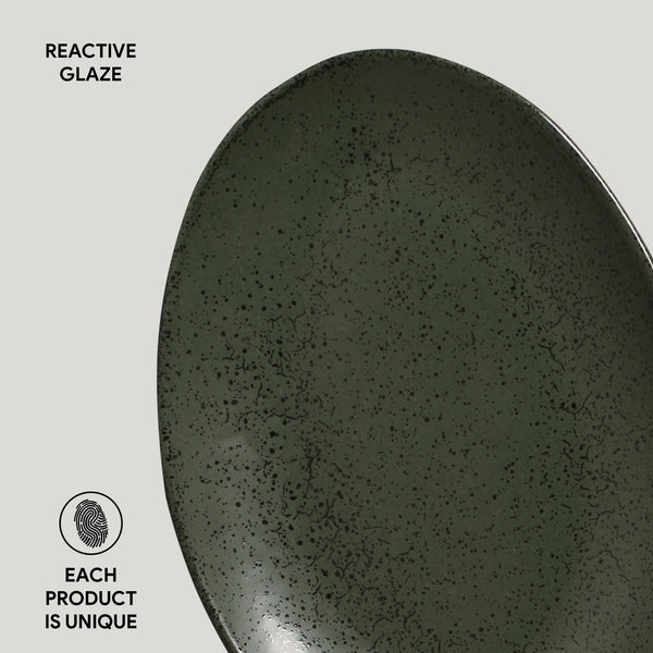 Porto Brasil GREENERY OVAL DESSERT PLATE ORGANIC STONEWARE dia. 8.86"  SKU: '15414106501