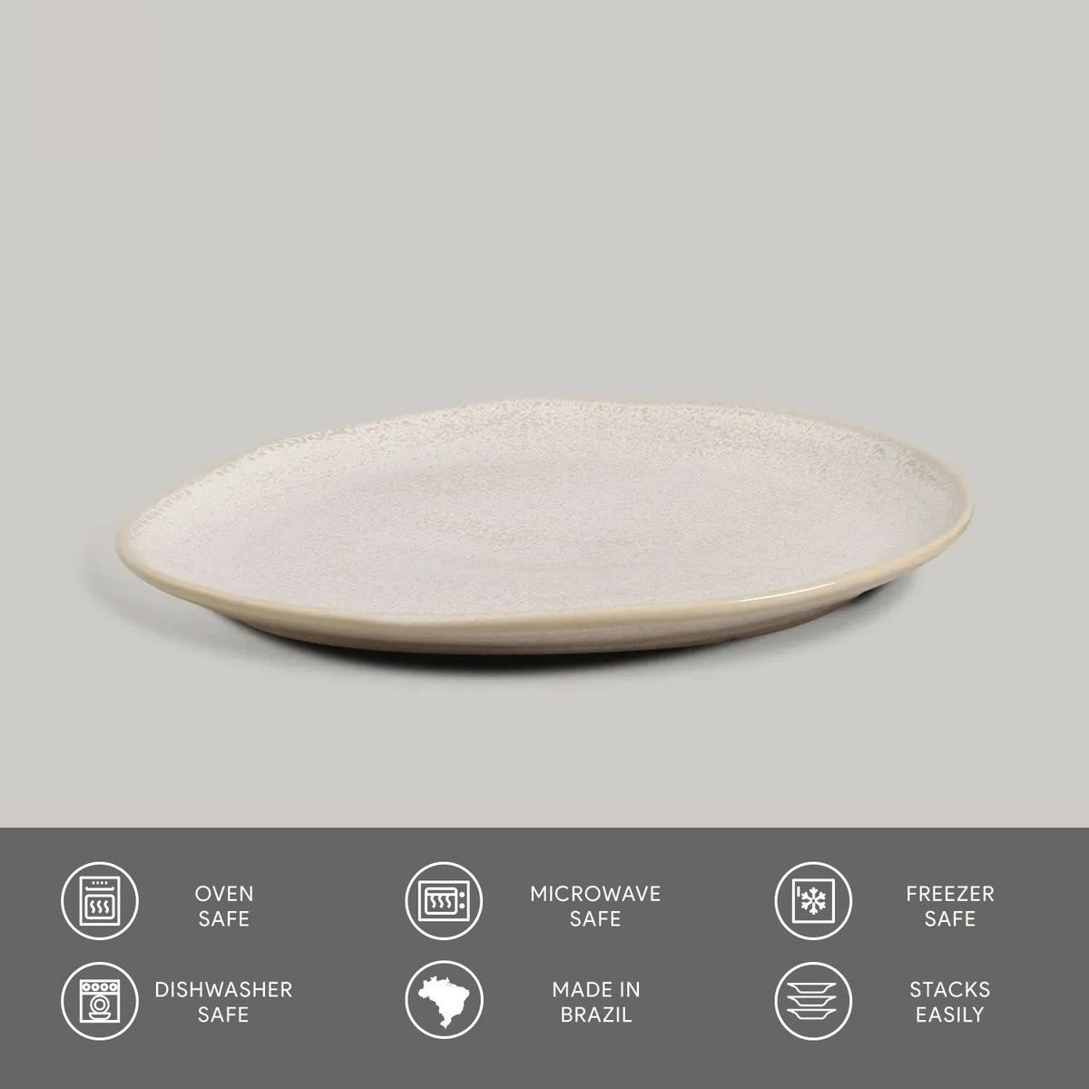 Porto Brasil LATTE OVAL DESSERT PLATE ORGANIC STONEWARE dia. 8.86"  SKU: '15414108501