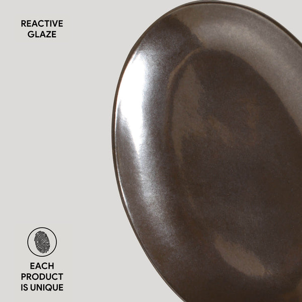 Porto Brasil METALLICA OVAL DESSERT PLATE ORGANIC STONEWARE dia. 8.86"  SKU: '15414109301