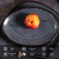 Porto Brasil TITANIUM OVAL DESSERT PLATE ORGANIC STONEWARE dia. 8.86"  SKU: '15414109401