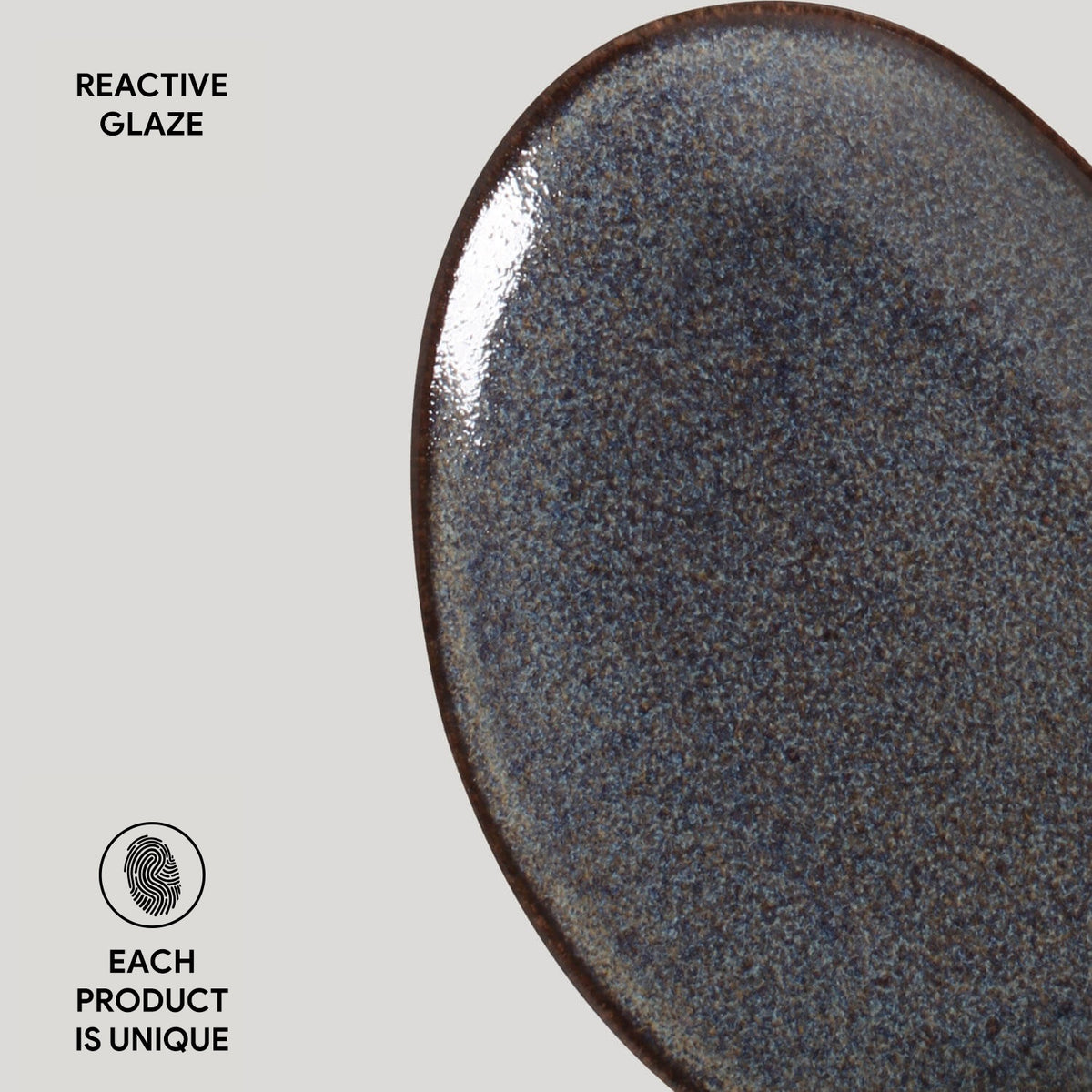 Porto Brasil TITANIUM OVAL DESSERT PLATE ORGANIC STONEWARE dia. 8.86"  SKU: '15414109401