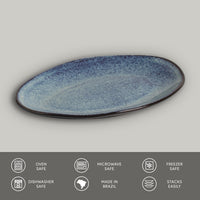 Porto Brasil DENIM OVAL DESSERT PLATE ORGANIC STONEWARE dia. 8.86"  SKU: '15414113001