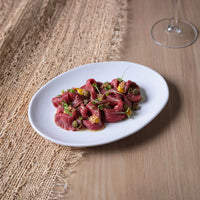 Porto Brasil NEW WHITE OVAL DESSERT PLATE ORGANIC STONEWARE dia. 8.86"  SKU: '15414119801