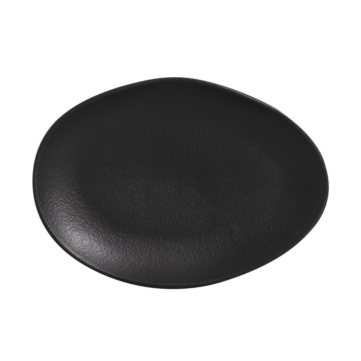Porto Brasil MATTE BLACK OVAL DESSERT PLATE ORGANIC STONEWARE dia. 8.86"  SKU: '1541473901