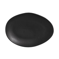 Porto Brasil MATTE BLACK OVAL DESSERT PLATE ORGANIC STONEWARE dia. 8.86"  SKU: '1541473901
