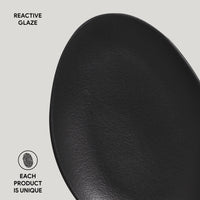 Porto Brasil MATTE BLACK OVAL DESSERT PLATE ORGANIC STONEWARE dia. 8.86"  SKU: '1541473901