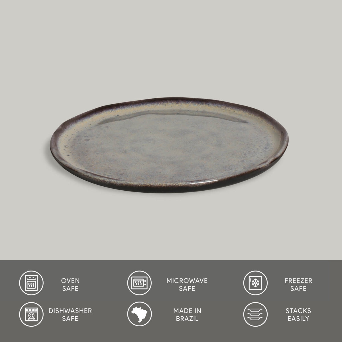 Porto Brasil TOURMALINE BREAD PLATE STONEWARE dia. 6.1x0.63"  SKU: '15931108901