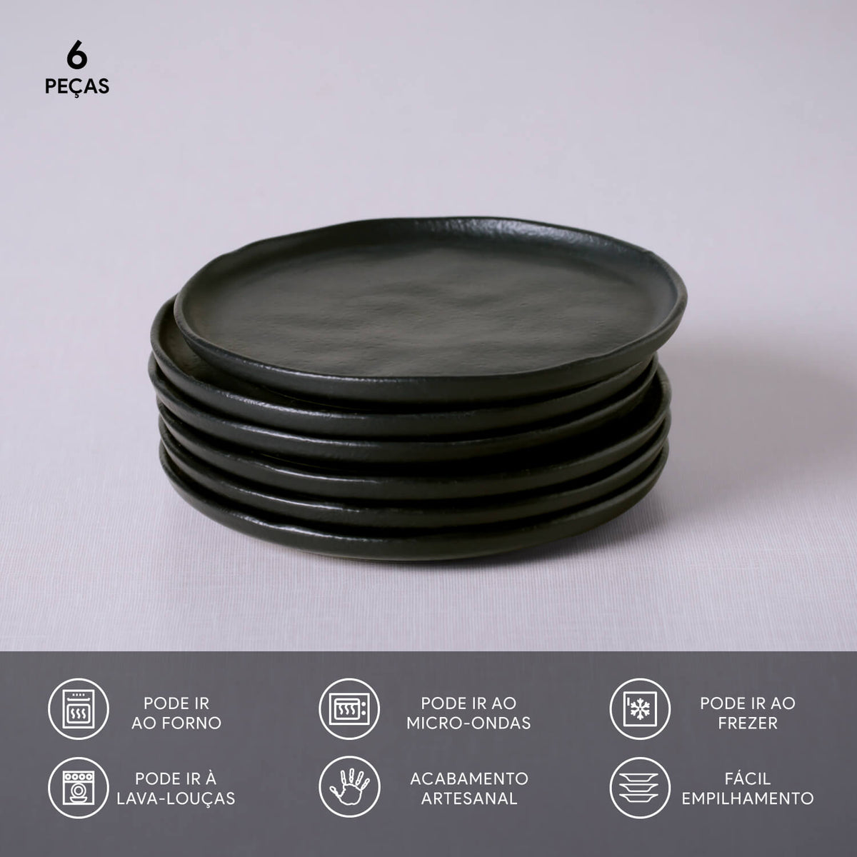 Porto Brasil MATTE BLACK BREAD PLATE STONEWARE dia. 6.1x0.63"  SKU: '1593173901