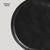 Porto Brasil MATTE BLACK BREAD PLATE STONEWARE dia. 6.1x0.63"  SKU: '1593173901