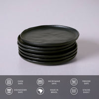 Porto Brasil MATTE BLACK BREAD PLATE STONEWARE dia. 6.1x0.63"  SKU: '1593173901