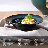 Porto Brasil OCEANO DEEP RIM PLATE  STONEWARE dia. 7.48x2.17"  SKU: '16014106701