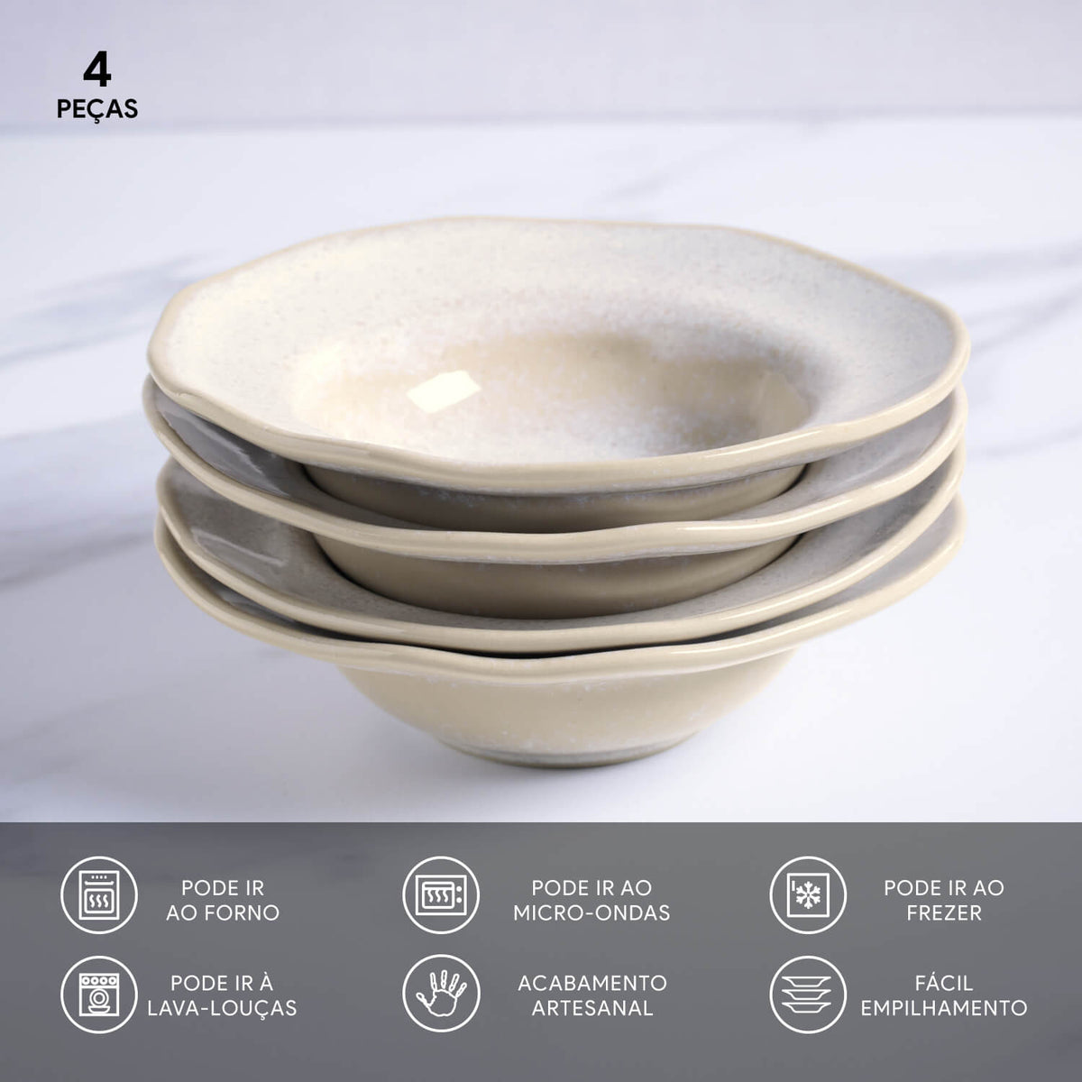 Porto Brasil LATTE DEEP RIM PLATE  STONEWARE dia. 7.48x2.17"  SKU: '16014108501