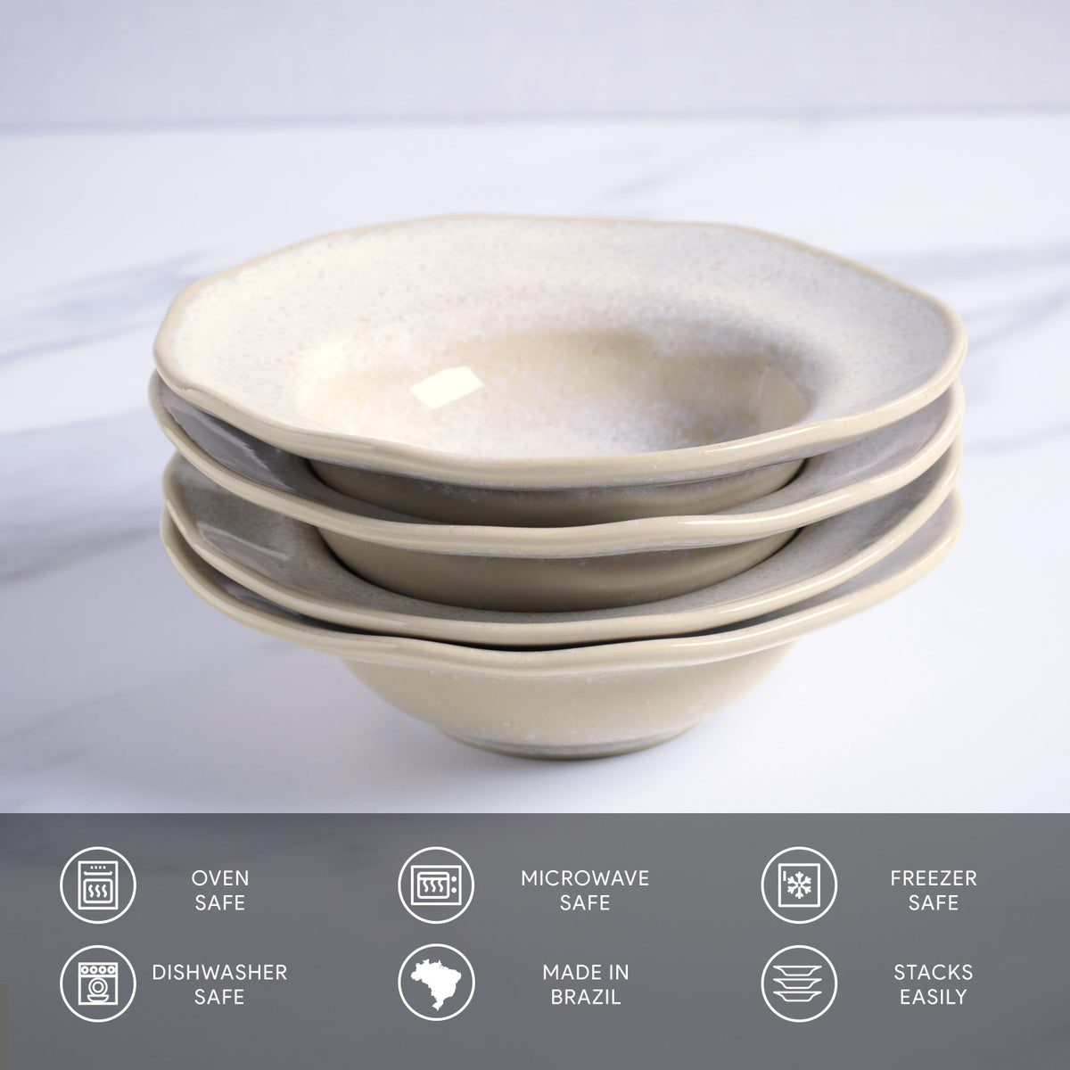 Porto Brasil LATTE DEEP RIM PLATE  STONEWARE dia. 7.48x2.17"  SKU: '16014108501
