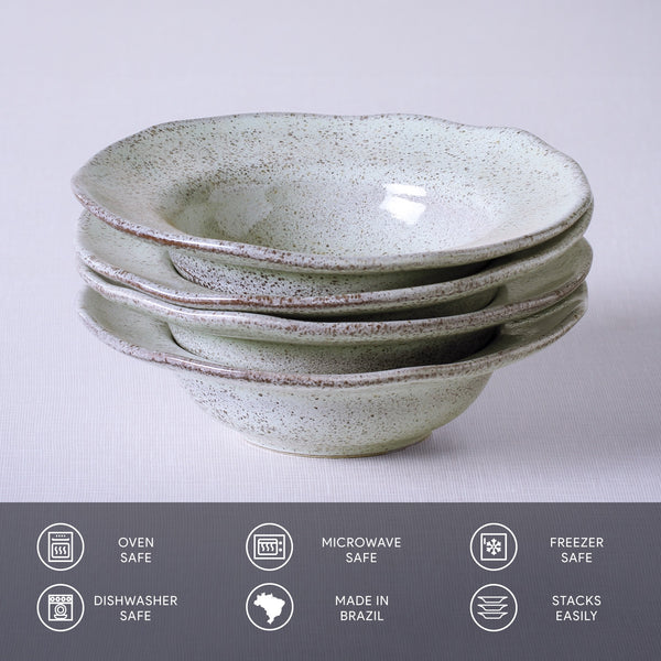 Porto Brasil PISTACHE DEEP RIM PLATE  STONEWARE dia. 7.48x2.17"  SKU: '16014108801