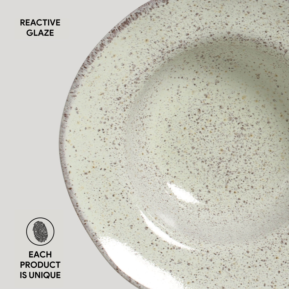 Porto Brasil PISTACHE DEEP RIM PLATE  STONEWARE dia. 7.48x2.17"  SKU: '16014108801