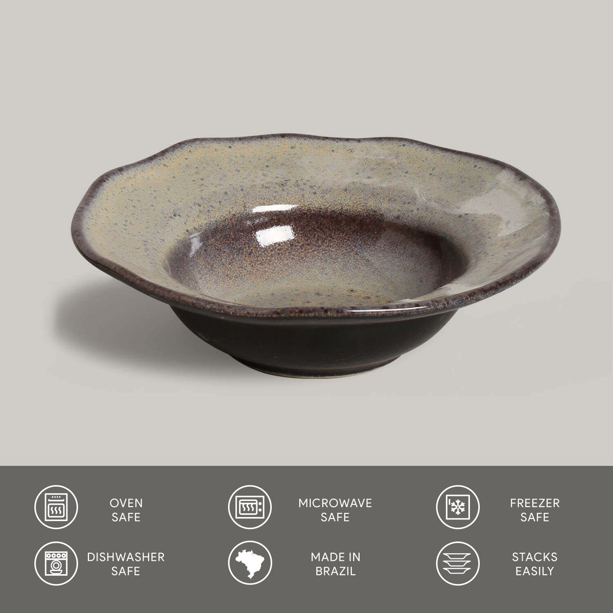 Porto Brasil TOURMALINE DEEP RIM PLATE  STONEWARE dia. 7.48x2.17"  SKU: '16014108901