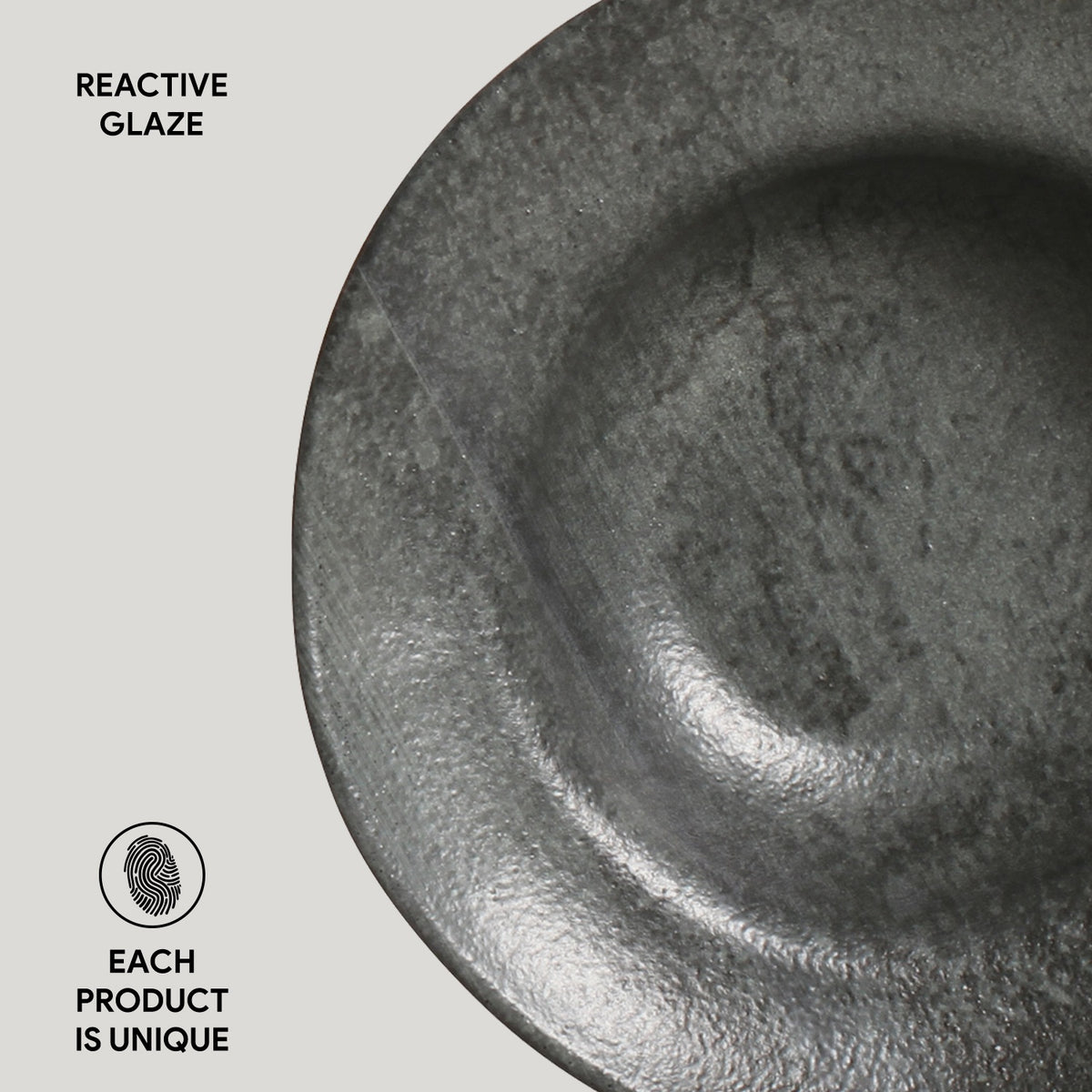 Porto Brasil CHROMIUM DEEP RIM PLATE  STONEWARE dia. 7.48x2.17"  SKU: '16014115901