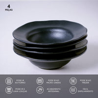 Porto Brasil MATTE BLACK DEEP RIM PLATE  STONEWARE dia. 7.48x2.17"  SKU: '1601473901