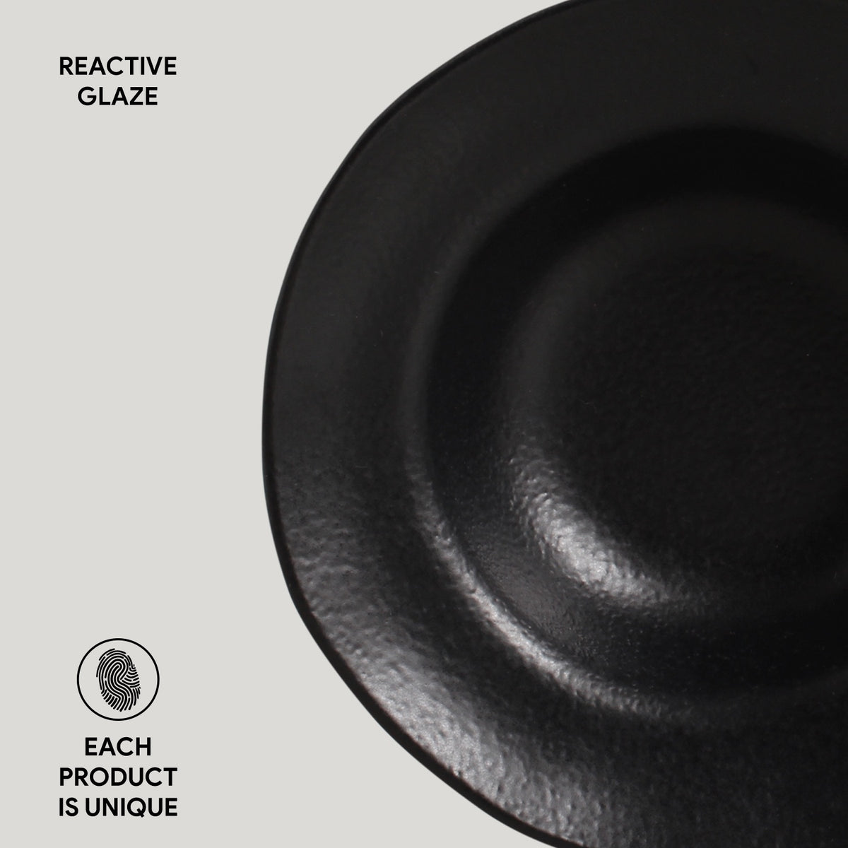 Porto Brasil MATTE BLACK DEEP RIM PLATE  STONEWARE dia. 7.48x2.17"  SKU: '1601473901