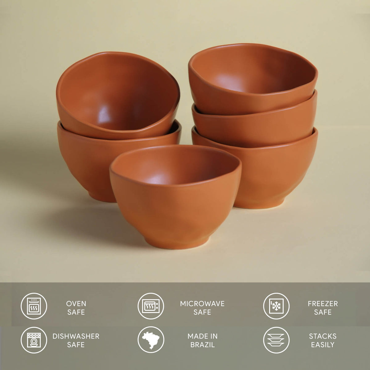 Porto Brasil TERRACOTTA BOWL ORGANIC STONEWARE dia. 5.24"  SKU: '191495701