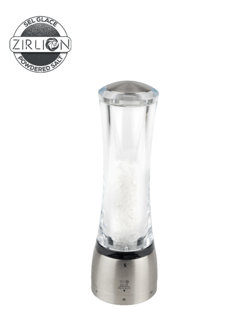 Peugeot Daman Zirlion Salt Mill, u'Select, Acrylic/Stainless, 21 cm - 8 in SKU: 2545800