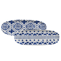 Porto Brasil MAYA SHALLOW OVAL PR LARGE ORGANIC STONEWARE dia. 14.17x5.12" SET OF 2 DESIGNS  SKU: '34214117901