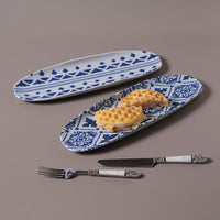 Porto Brasil MAYA SHALLOW OVAL PR LARGE ORGANIC STONEWARE dia. 14.17x5.12" SET OF 2 DESIGNS  SKU: '34214117901