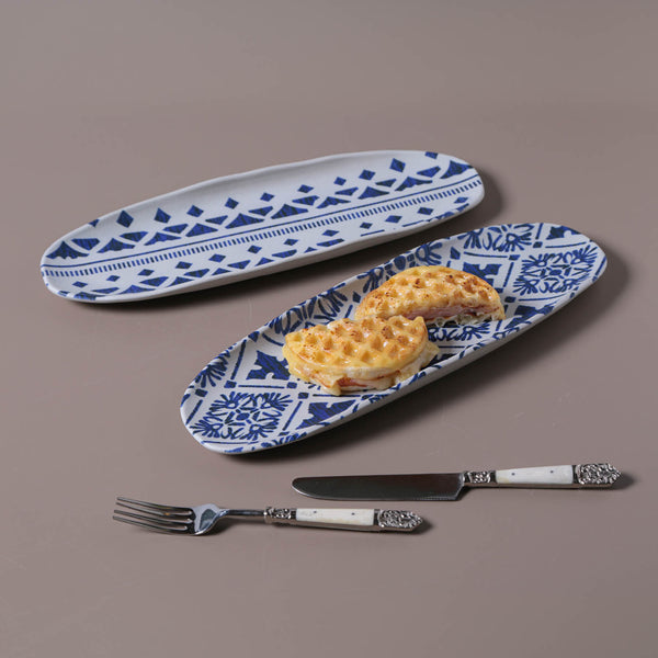 Porto Brasil MAYA SHALLOW OVAL PR LARGE ORGANIC STONEWARE dia. 14.17x5.12" SET OF 2 DESIGNS  SKU: '34214117901