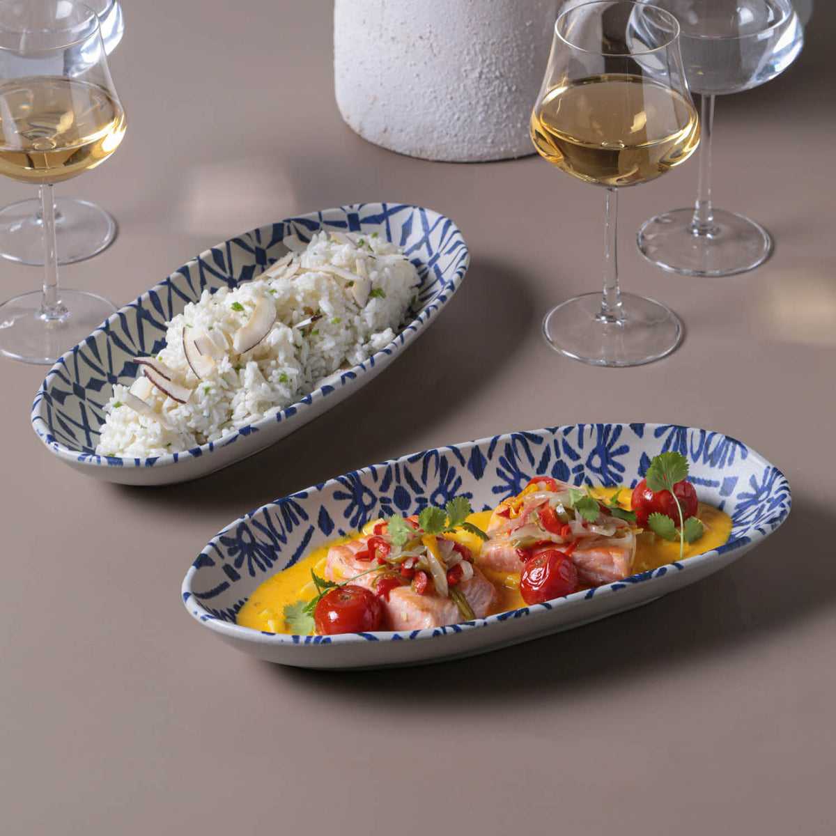 Porto Brasil MAYA DEEP OVAL PR LARGE ORGANIC STONEWARE dia. 12.6x6.3" SET OF 2 DESIGNS  SKU: '34414117901