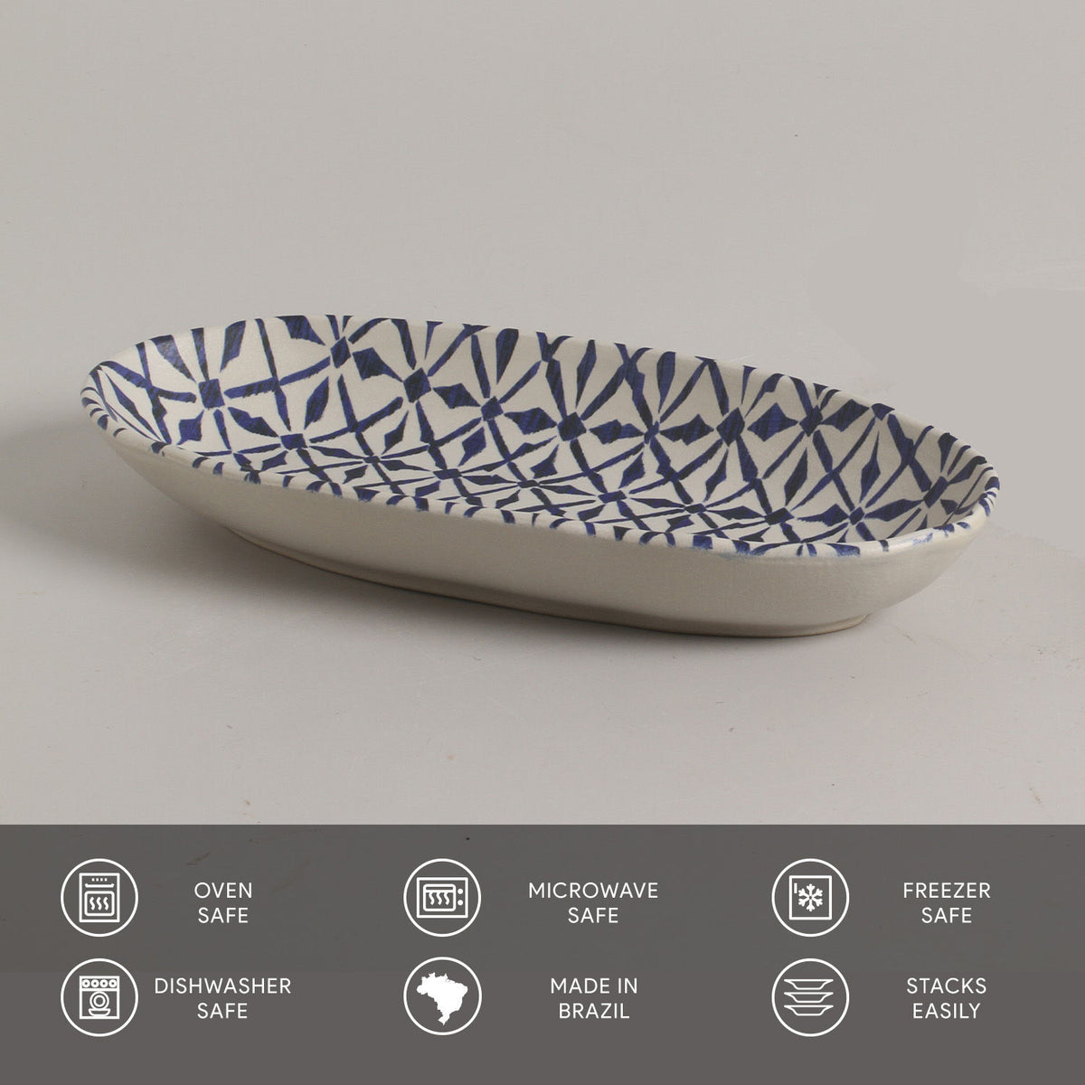 Porto Brasil MAYA DEEP OVAL PR LARGE ORGANIC STONEWARE dia. 12.6x6.3" SET OF 2 DESIGNS  SKU: '34414117901