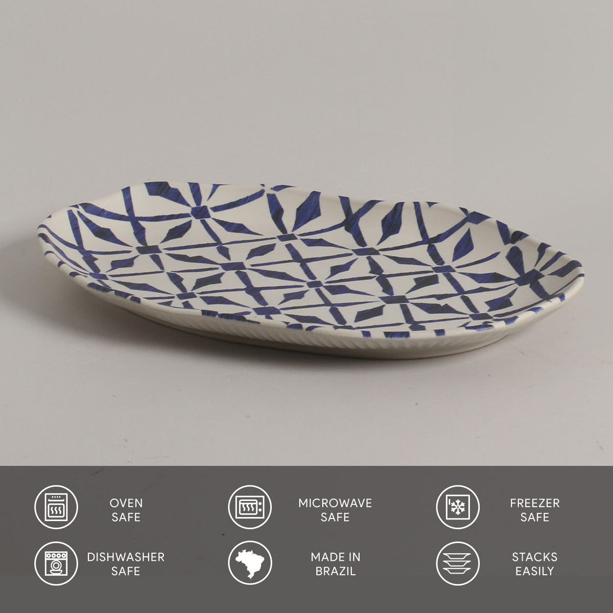 Porto Brasil MAYA SHALLOW OVAL PR MEDIUM BIO STONEWARE dia. 11.81x7.87" SET OF 2 DESIGNS  SKU: '34831117901