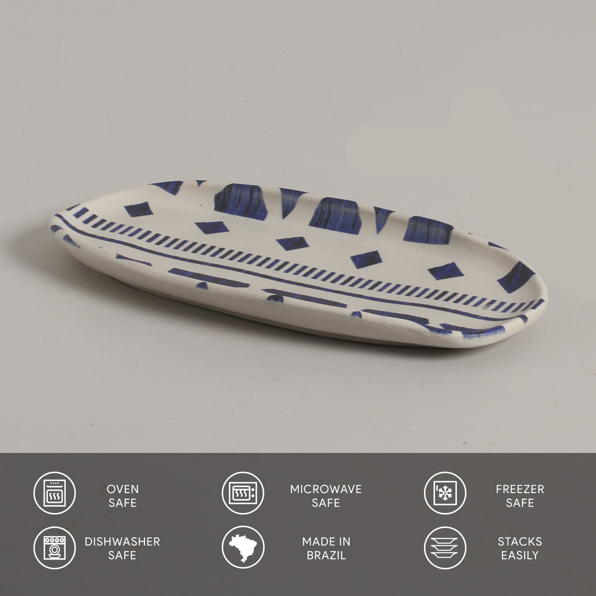 Porto Brasil MAYA SHALLOW OVAL PR ORGANIC STONEWARE dia. 9.06x4.33" SET OF 2 DESIGNS  SKU: '35114117901