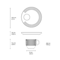 Porto Brasil NEW WHITE LINHAS STACKABLE dia. 7.78 oz. TEA CUP W/ SAUCER  SKU: '36161119801