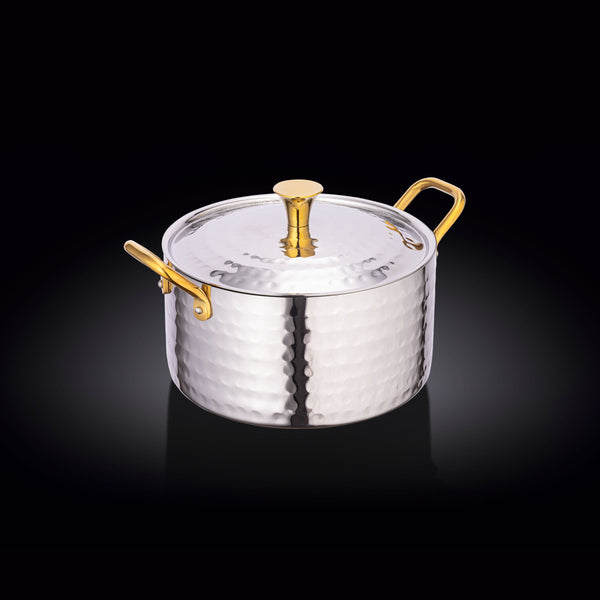 CASSEROLE WITH LID & 2 SIDE GOLD HANDLES 5.5" X 2.5" | 14 X 6.5 CM