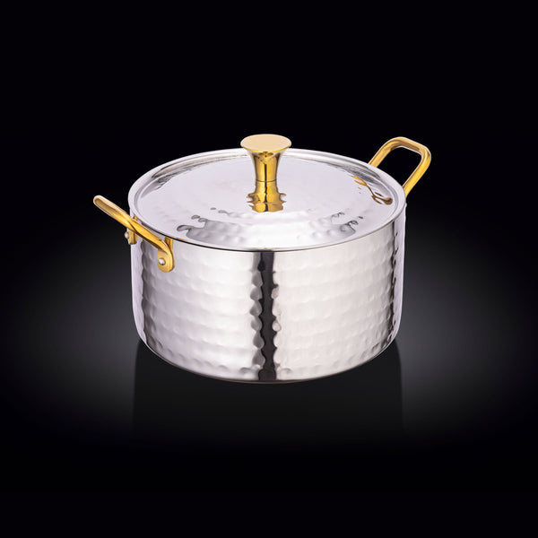 CASSEROLE WITH LID & 2 SIDE GOLD HANDLES 6.25" X 2.75" | 16 X 7 CM