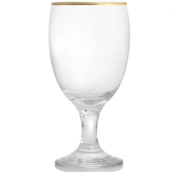 Epureglass Cheerful Water Glass 10oz 3mm Gold Band SKU: 55572