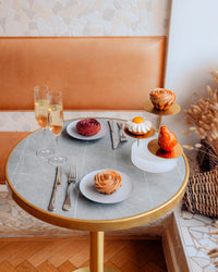 Revol MEALPLAK BRICKS BAR ROUND 3 TRAYS Nacryl White/Stainless Steel  Brushed Silver Finish SKU: '660438