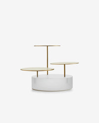 Revol MEALPLAK BRICKS BAR ROUND 3 TRAYS Nacryl White/Stainless Steel  Brushed Gold Finish SKU: '660439